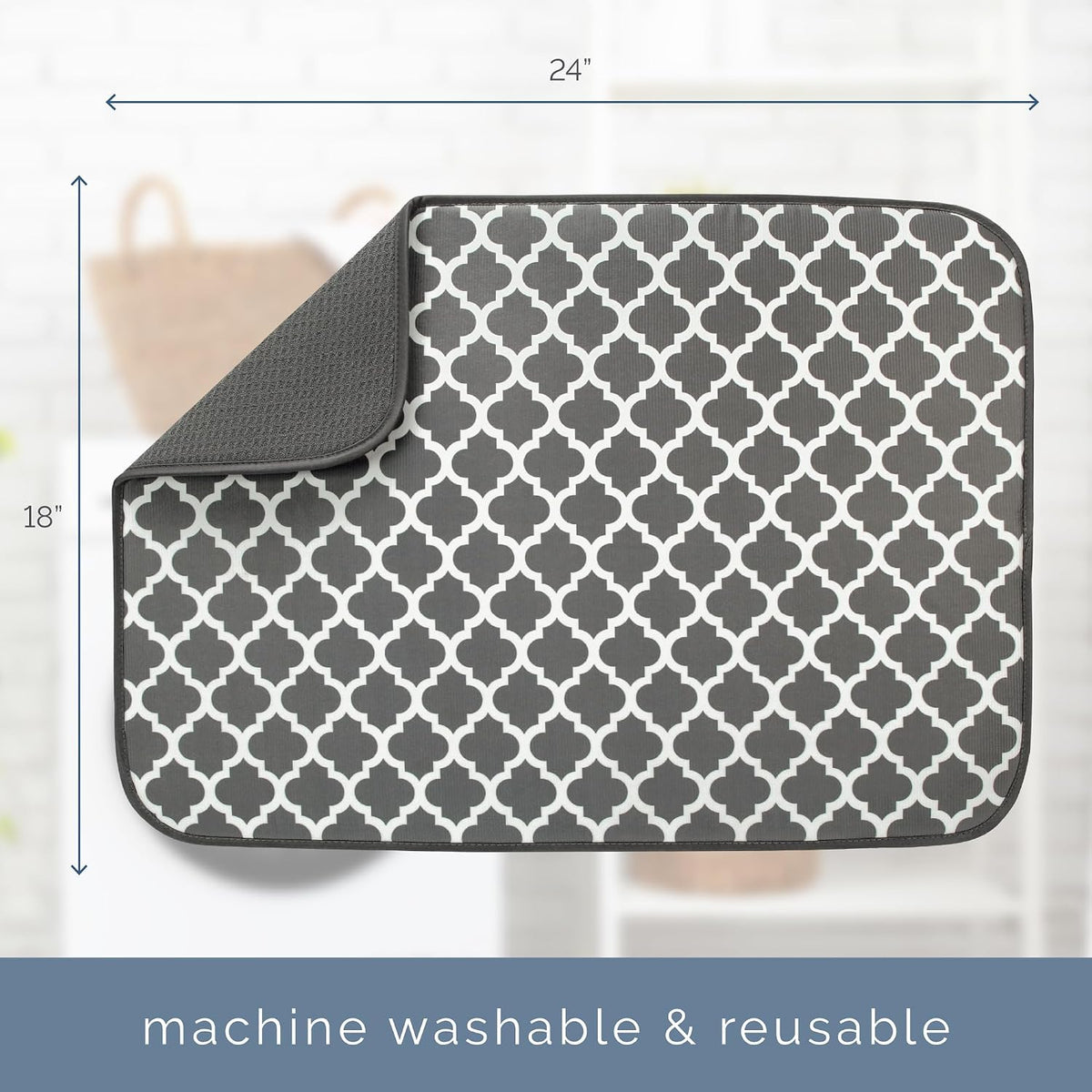 XL Microfiber Dish Drying Mat | Reversible Absorbent Kitchen Counter Drying Pad