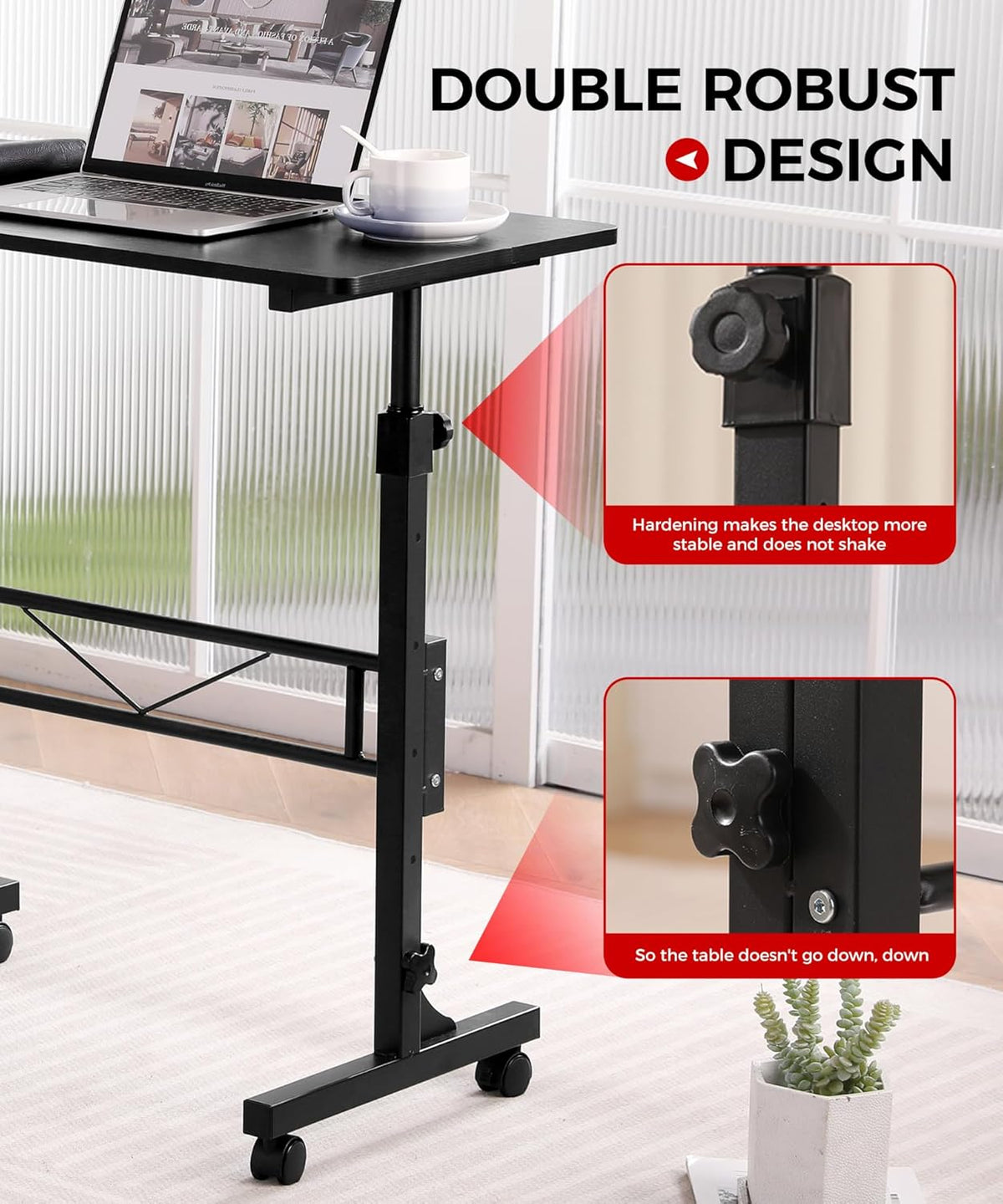 Purilite Select 32-Inch Adjustable Height Mobile Standing Desk - PuriLite