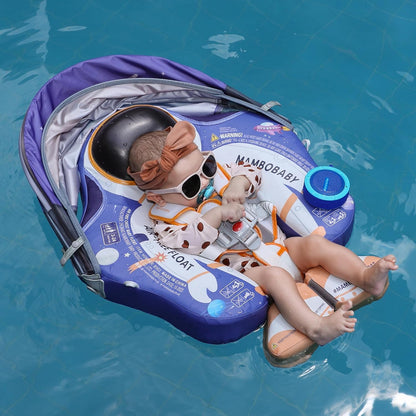 Mambobaby Baby Swim Float with Canopy, Non-Inflatable Solid Baby Float, Upgrade Soft Skin-Friendly Material Infant Swim Float - PuriLite