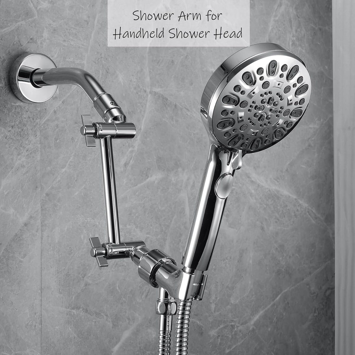 Shower Head Extension Arm, 6 Inch Adjustable Shower Arm Extender for Handheld/Fixed/Rain Shower Head, All Metal Showerhead Arm with G1/2 Universal Connector, Easy Installation, Brushed Nickel - PuriLite