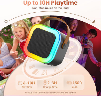 Karaoke Machine for Kids Adults, Portable Bluetooth Mini Karaoke Microphone Singing Speaker Karaoke Player with 2 Wireless Mic Toys for All Smartphones,Birthday, Family,Home Party (Purple) - PuriLite