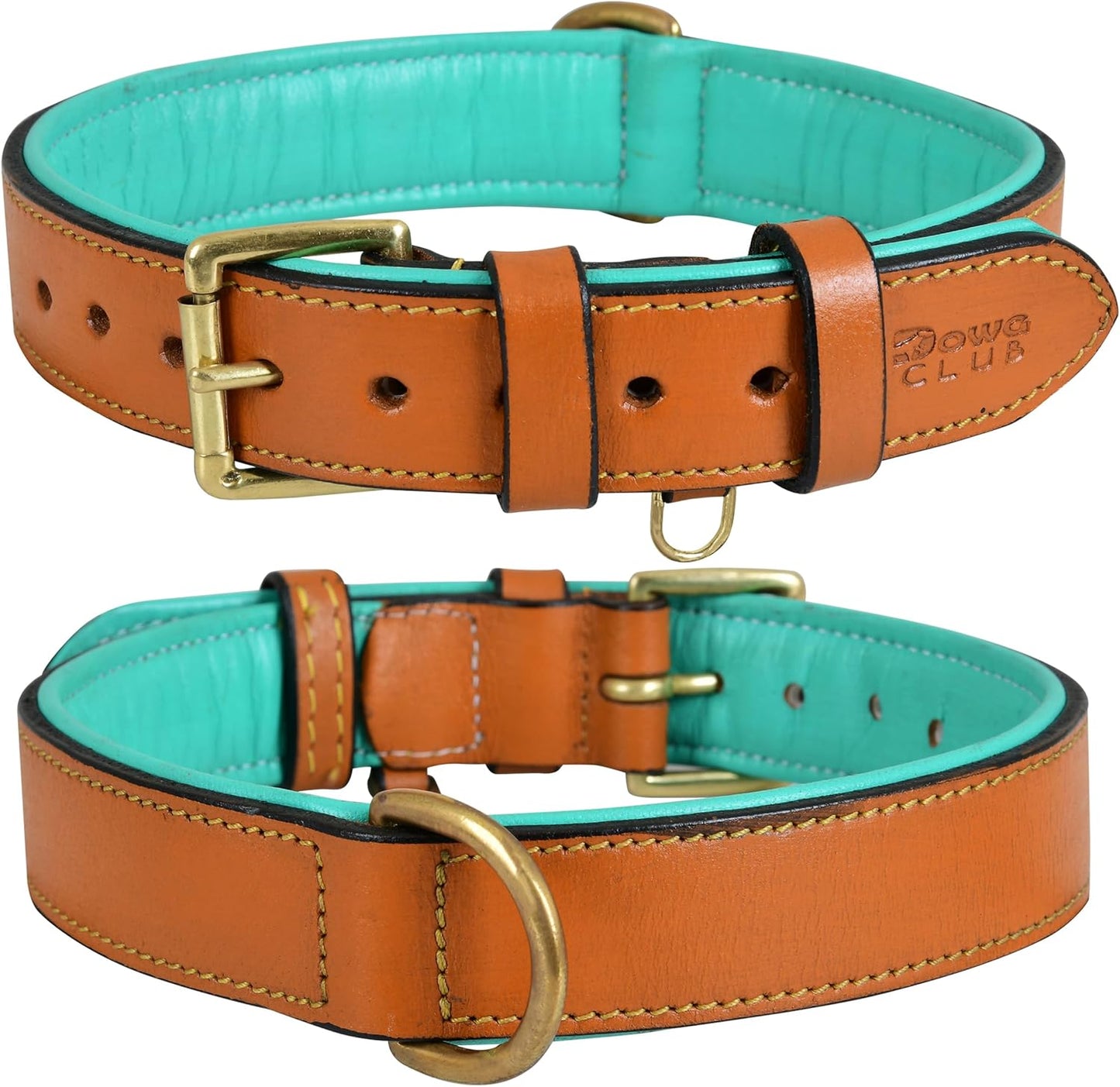 DowgClub | Genuine Leather Dog Collar | Full Grain, Heavy Duty | Comfortable, Strong | Best for Pups, Small, Medium & Large Breeds | Pink, Brown, Black, Tan - PuriLite