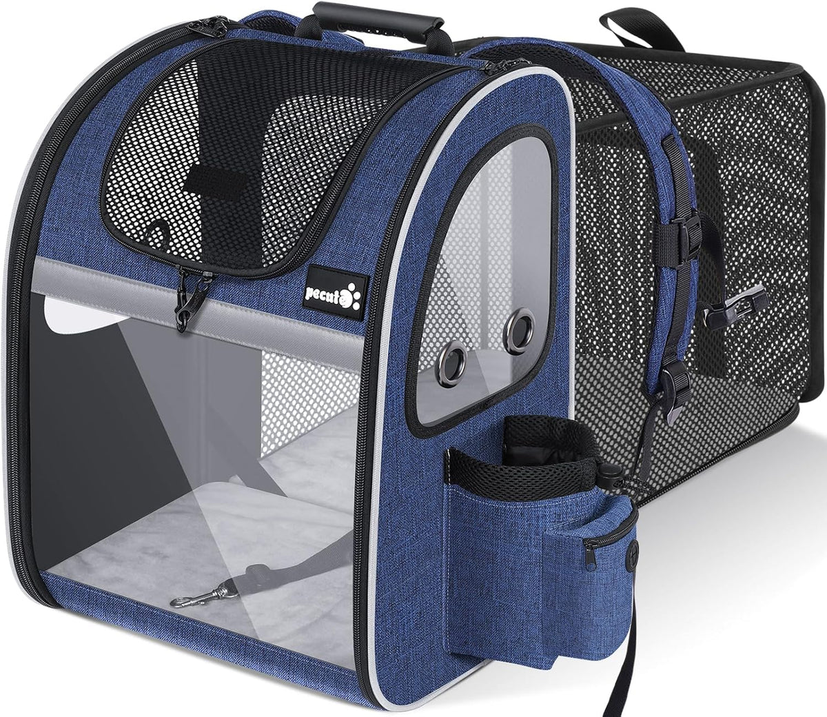 Pecute Pet Carrier Backpack, Dog Carrier Backpack Expandable with Breathable Mesh for Pets ＜6kg, Pet Backpack Carrier for Hiking Travel Camping Outdoor - PuriLite