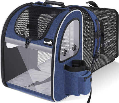 Pecute Pet Carrier Backpack, Dog Carrier Backpack Expandable with Breathable Mesh for Pets ＜6kg, Pet Backpack Carrier for Hiking Travel Camping Outdoor - PuriLite