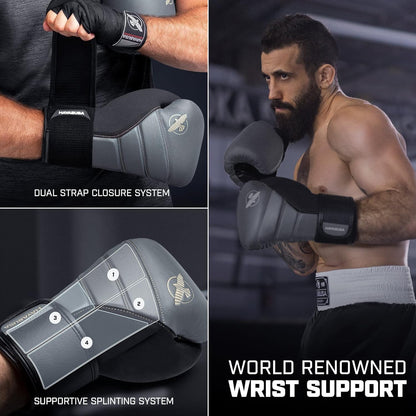 Hayabusa T3 Boxing Gloves for Men and Women Wrist and Knuckle Protection, Dual-X Hook and Loop Closure, Splinted Wrist Support, 5 Layer Foam Knuckle Padding - PuriLite