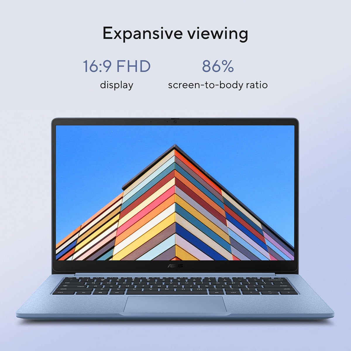 ASUS Chromebook CX14 Laptop, 14" Full HD NanoEdge Display, Intel Celeron N4500 Processor, 64GB eMMC, 4GB RAM, ChromeOS, Fabric Blue, CX1405CKA-AS01-CB - PuriLite