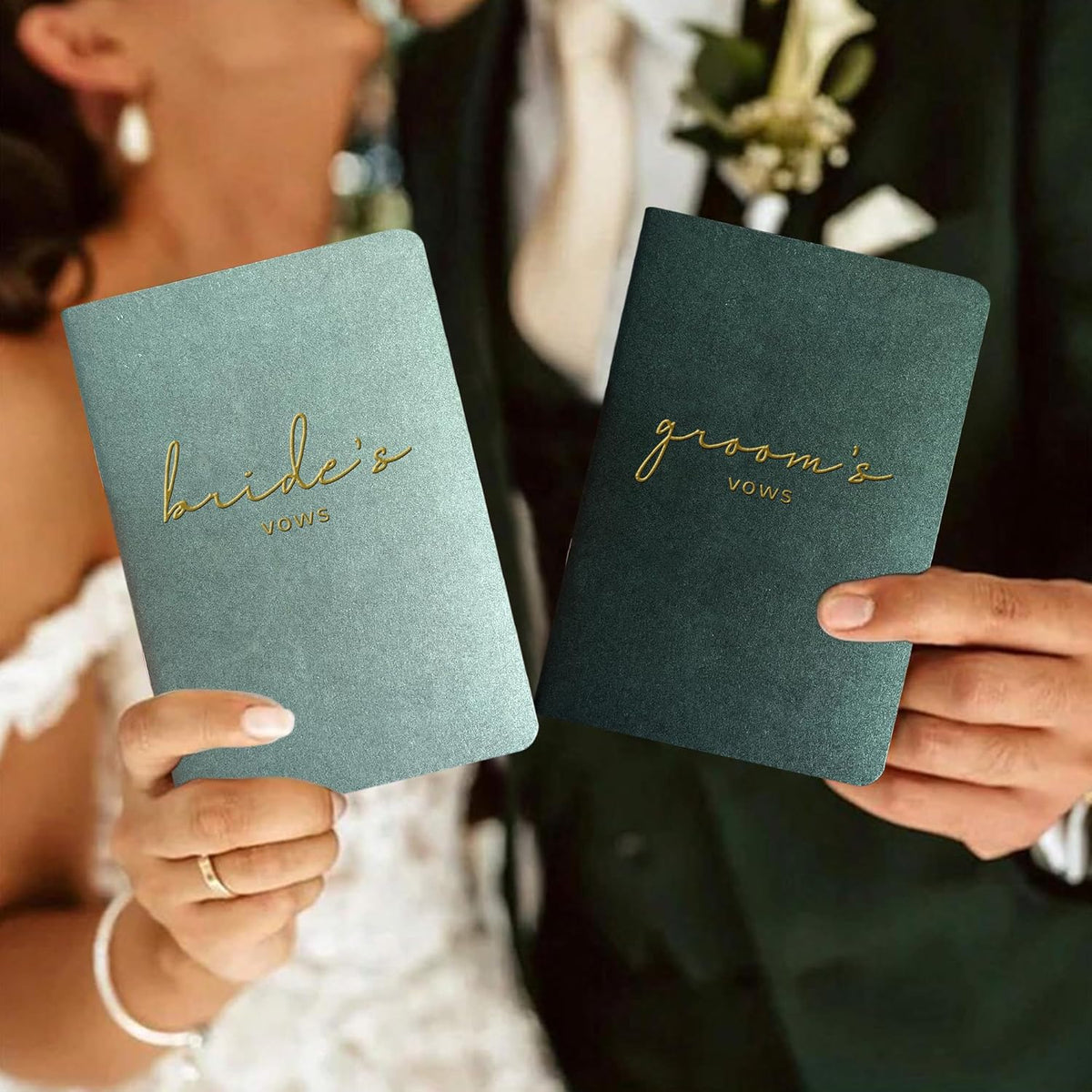 WeddingGiftsWedding Vow Books His and Hers Soft Touch Gold Foil Engraving Vow Books Wedding Essentials Wedding Accessories(TR-HH-Black) - PuriLite