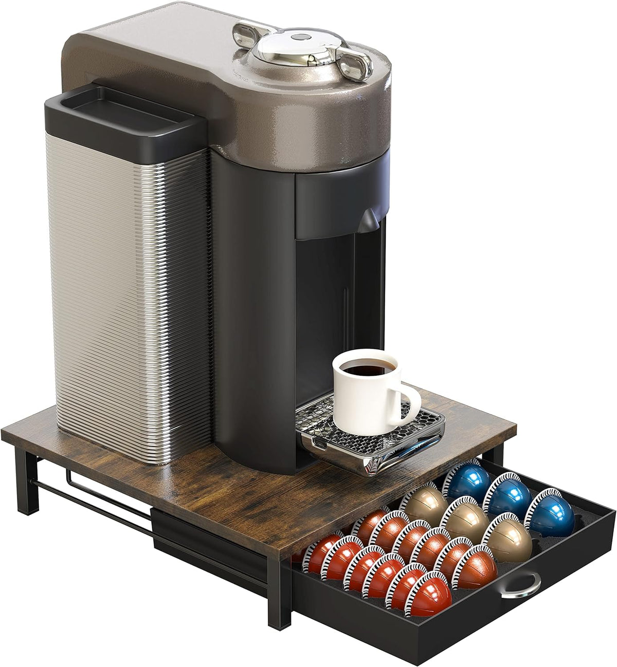 DecoBrothers Vertuo Pod Holder VertuoLine Drawer Storage for Nespresso Coffee Capsules, Crystal Tempered Glass, White - PuriLite