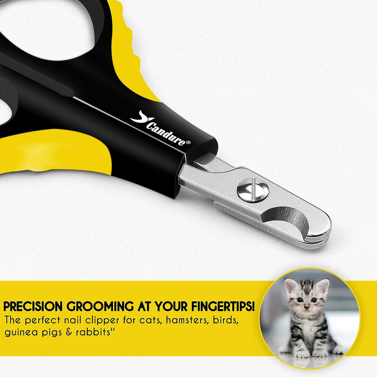 Candure Cat Nail Clippers Stainless Steel Cat Claw Trimmers for Rabbits,Guinea Pigs, Birds, Puppies, Kittens and Small Animals- Pet Nail Clippers for Professional and Home Use (Black) - PuriLite