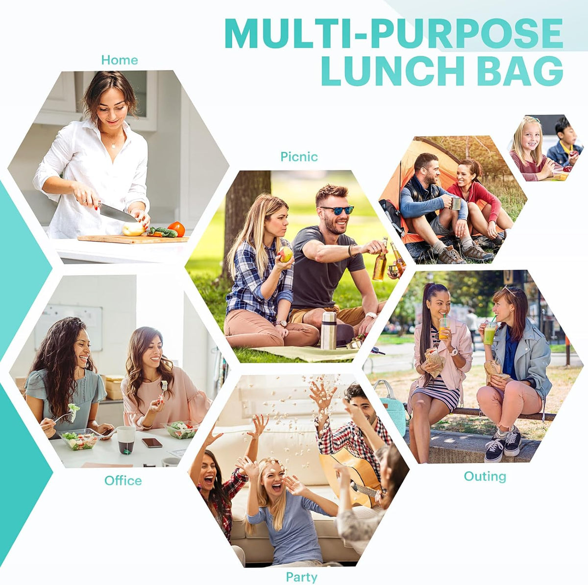 Lunch Bag for Women & Men Adult Insulated Lunch Box, Small Leakproof Cooler Food Lunch Containers Reusable High Capacity Lunch Tote Bags for Work, Travel, Outdoor - PuriLite