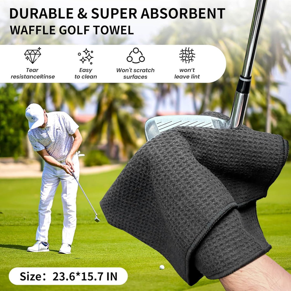 BAPOTH Golf Club Cleaner, Non-Leaking Stretchable Golf Brush with Golf Towel (60 * 40cm), Strong Bristles Brush Can Hold 5 oz Water, Essentials Golf Accessories Gifts for Men Women - PuriLite