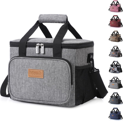 Lifewit Large Lunch Bag for Adults, 24-Can 15L Insulated Lunch Box Leakproof Soft Cooler Cooling Tote for Men Women, Waterproof Reusable Cooler Bags for Work Office Outdoor Picnic Camping, Black - PuriLite