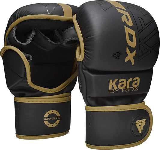 RDX MMA Gloves Sparring Grappling, Hybrid Open Palm Martial Arts Mitts Men Women, Maya Hide Leather Wrist Support, Cage Fighting Combat Sports, Muay Thai Training, Punching Bag and Kickboxing - PuriLite