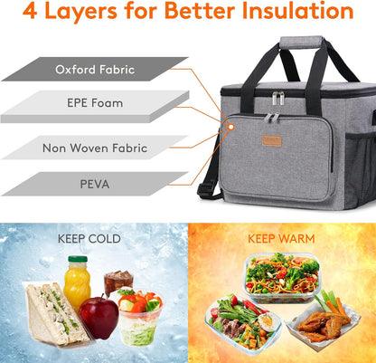 Lifewit Large Lunch Bag for Adults, 24-Can 15L Insulated Lunch Box Leakproof Soft Cooler Cooling Tote for Men Women, Waterproof Reusable Cooler Bags for Work Office Outdoor Picnic Camping, Black - PuriLite