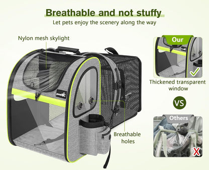 Pecute Pet Carrier Backpack, Dog Carrier Backpack Expandable with Breathable Mesh for Pets ＜6kg, Pet Backpack Carrier for Hiking Travel Camping Outdoor - PuriLite