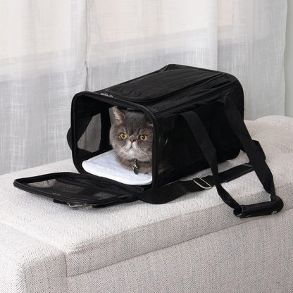 Sherpa Original Deluxe Travel Bag Pet Carrier, Airline Approved & Guaranteed-On-Board - Mesh Panels & Spring Frame, Locking Safety Zippers, Machine Washable Liner - Charcoal Gray, Medium - PuriLite