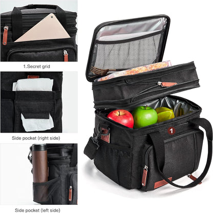Lunch Bag Women Insulated Lunch Box for Work, Purple Expandable Large Lunch Bags, Leakproof Double Deck Lunch Box Cooler Bag（Purple） - PuriLite