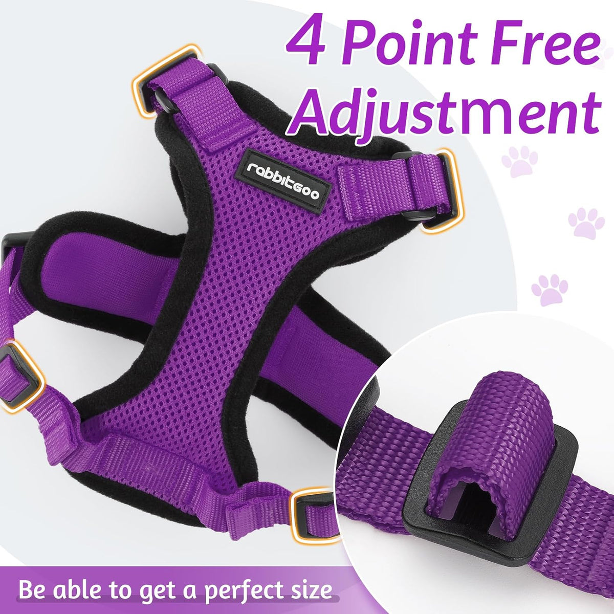 rabbitgoo Cat Harness and Leash for Walking, Escape Proof Soft Adjustable Vest Harnesses for Small Medium Cats, Easy Control Breathable Reflective Strips Jacket, XS, Black - PuriLite