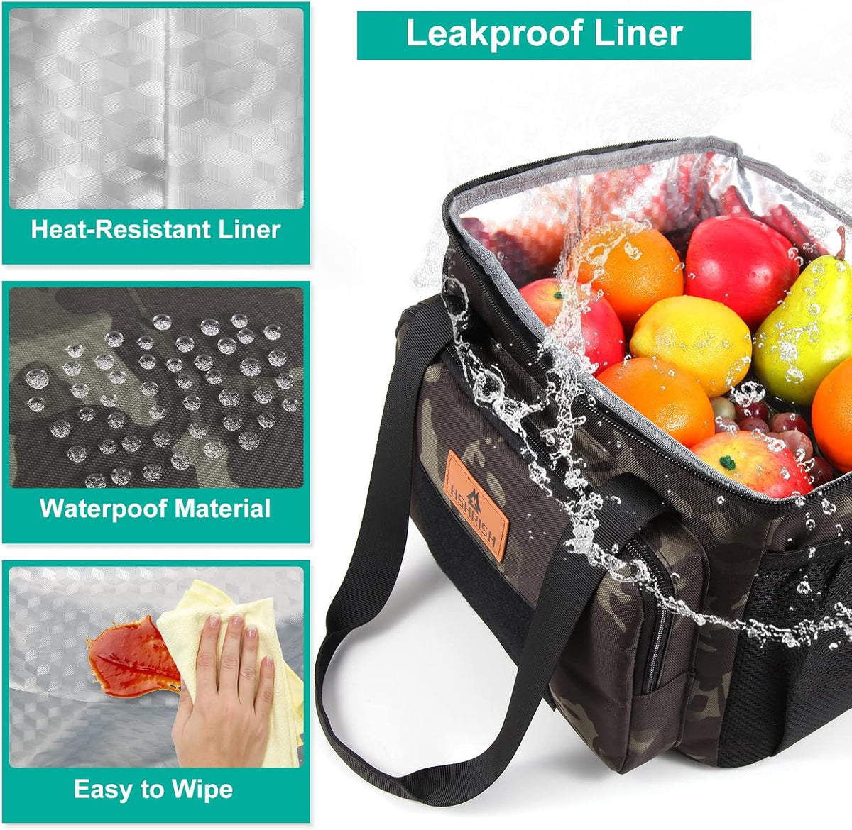HSHRISH Tactical Large Lunch Bag for Men,Leakproof Insulated Lunch Box, Durable Soft Cooler Bag with Shoulder Strap Lunch Pail for Work Shifts Outdoor - PuriLite