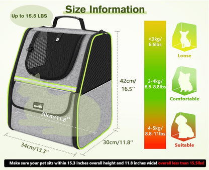 Pecute Expandable Cat Backpack Carrier, Small Dog Backpack Carrier, Pet Backpack Carriers for Cats Dogs Puppy Kitten, Cat Carriers Bag Carrying for Travel Hiking Bike Riding Walking Outdoor,Grey - PuriLite