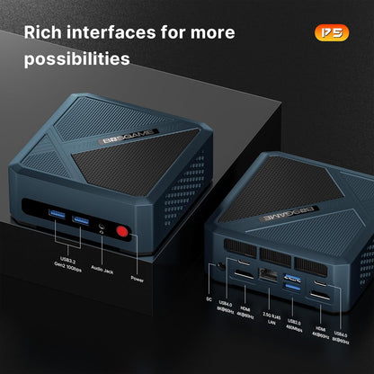 BOSGAME Gaming Mini Pc Ryzen 9 6900HX【Dual 2.5GbE LAN】 11 Pro-OS P3 Mini Computers Equiped Radeon 680M GPU 2400Mhz 32GB DDR5 & 1TB SSD, Wi-Fi 6E, BT5.2, USB 4(40Gbps), Office, Gaming, Meeting - PuriLite