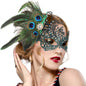 Zinniday Lace Masquerade Masks for Women - 1920s Peacock Feather Venetian Mask for Halloween Couples Mardi Gras Ball - PuriLite