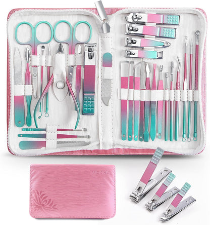 WOAMA Manicure Set 30 in 1 Nail Clipper Set Nail Kit for Women Men Stainless Steel Manicure Kit Professional with Travel Case - PuriLite