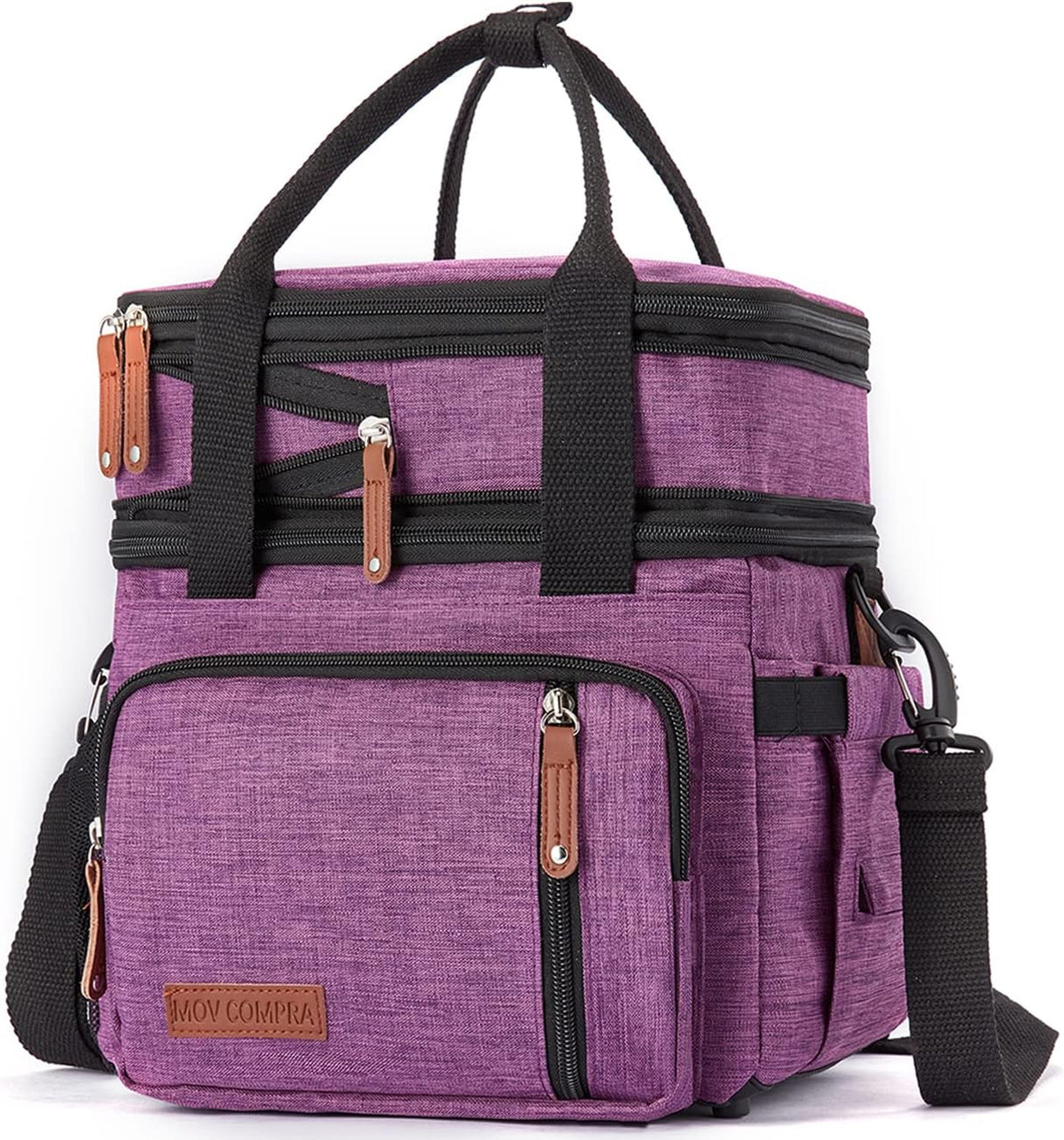 Lunch Bag Women Insulated Lunch Box for Work, Purple Expandable Large Lunch Bags, Leakproof Double Deck Lunch Box Cooler Bag（Purple） - PuriLite