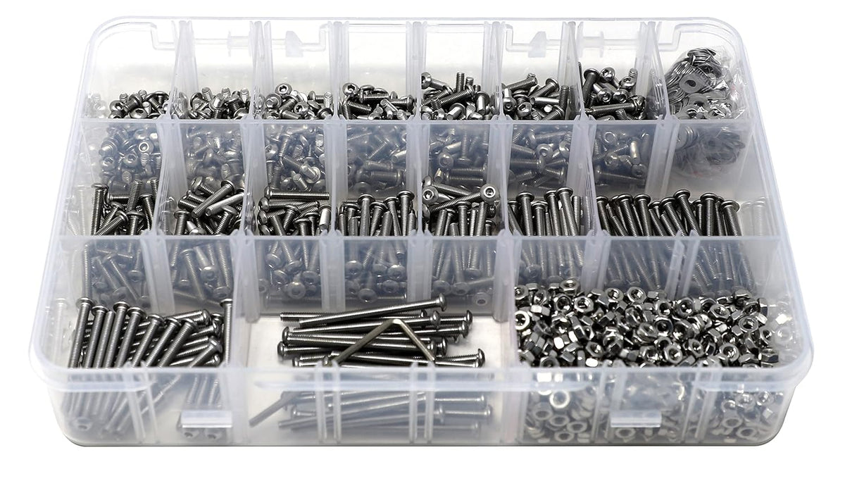iexcell 50 Pcs M6 x 20mm Thread Pitch 1 mm Stainless Steel 304 Hex Socket Button Head Cap Screws Bolts Kit - PuriLite