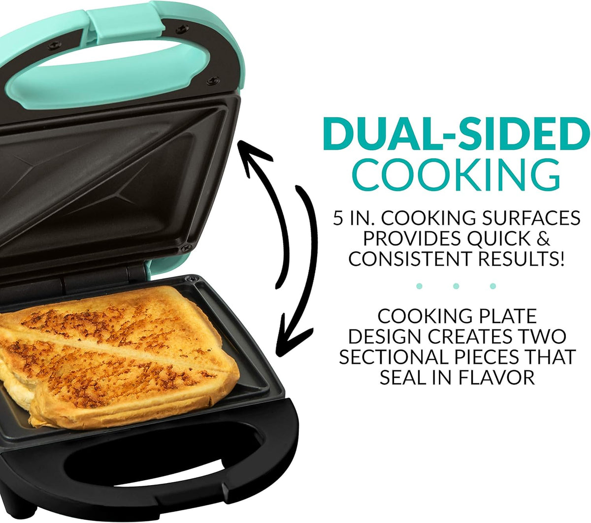 Nostalgia MyMini Personal Sandwich Maker, Nonstick Panini Press, Pizza Pockets, Quesadillas, Mint Green - PuriLite