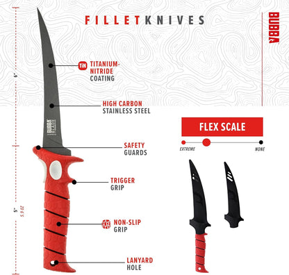 Fishing Fixed Blade 9 Inch Tapered Flex Fillet Knife - PuriLite