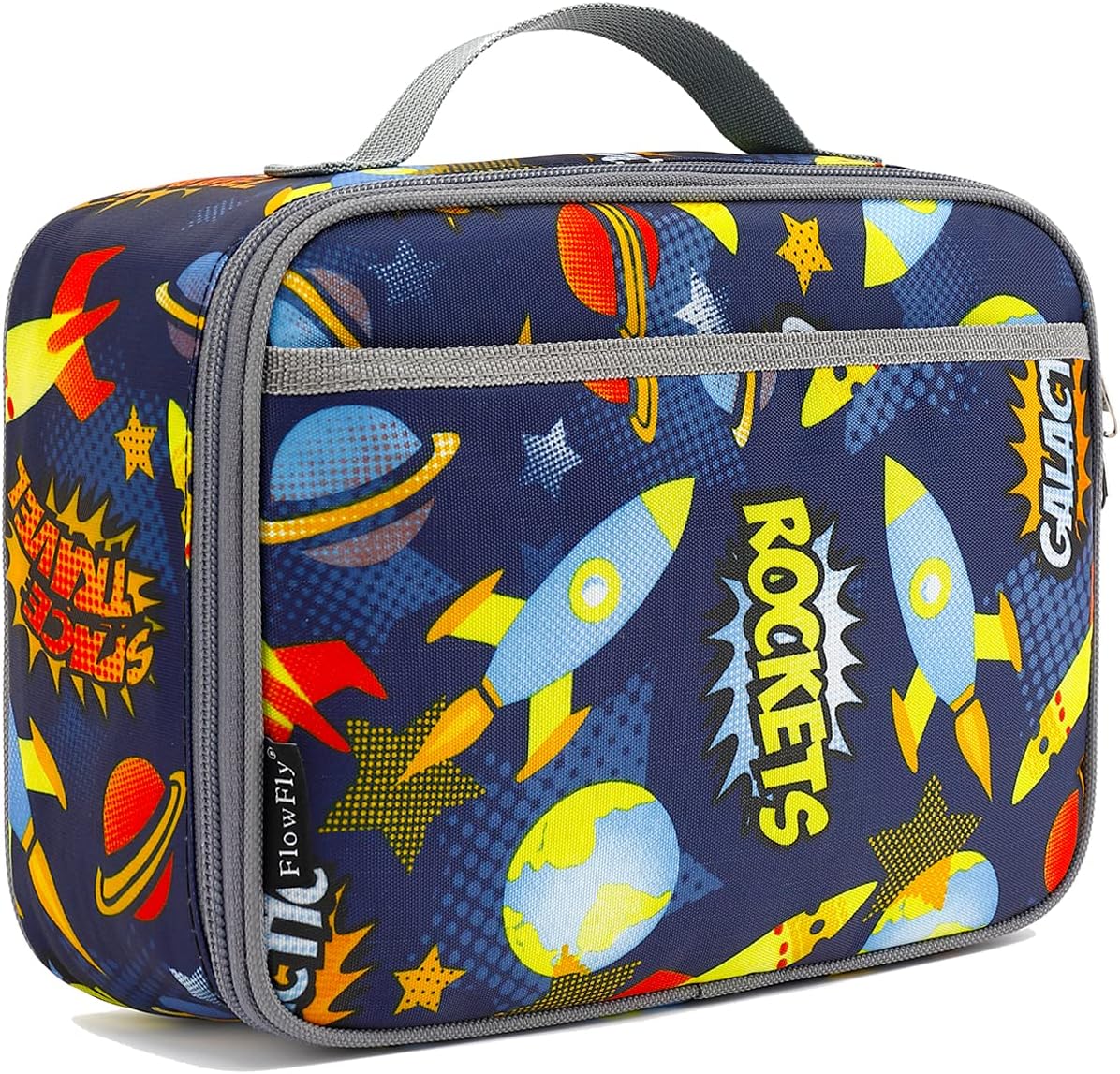FlowFly Kids Lunch Box Insulated Soft Bag Mini Cooler Back to School Thermal Meal Tote Kit for Girls, Boys, Black - PuriLite