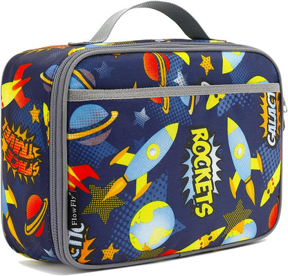 FlowFly Kids Lunch Box Insulated Soft Bag Mini Cooler Back to School Thermal Meal Tote Kit for Girls, Boys, Black - PuriLite
