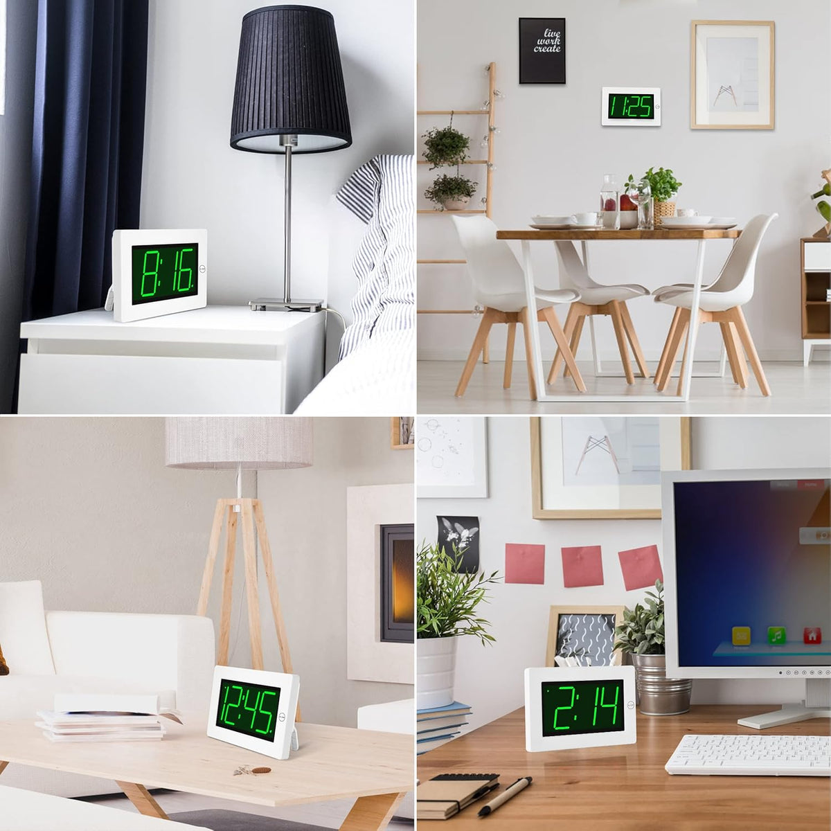 Wall Clock, Digital Clock, 8" Extra Large Display, 3" Big LED Number, Battery Operated, Adjustable Brightness, Clock for Bedroom, for Desk, Wall Mounted - PuriLite