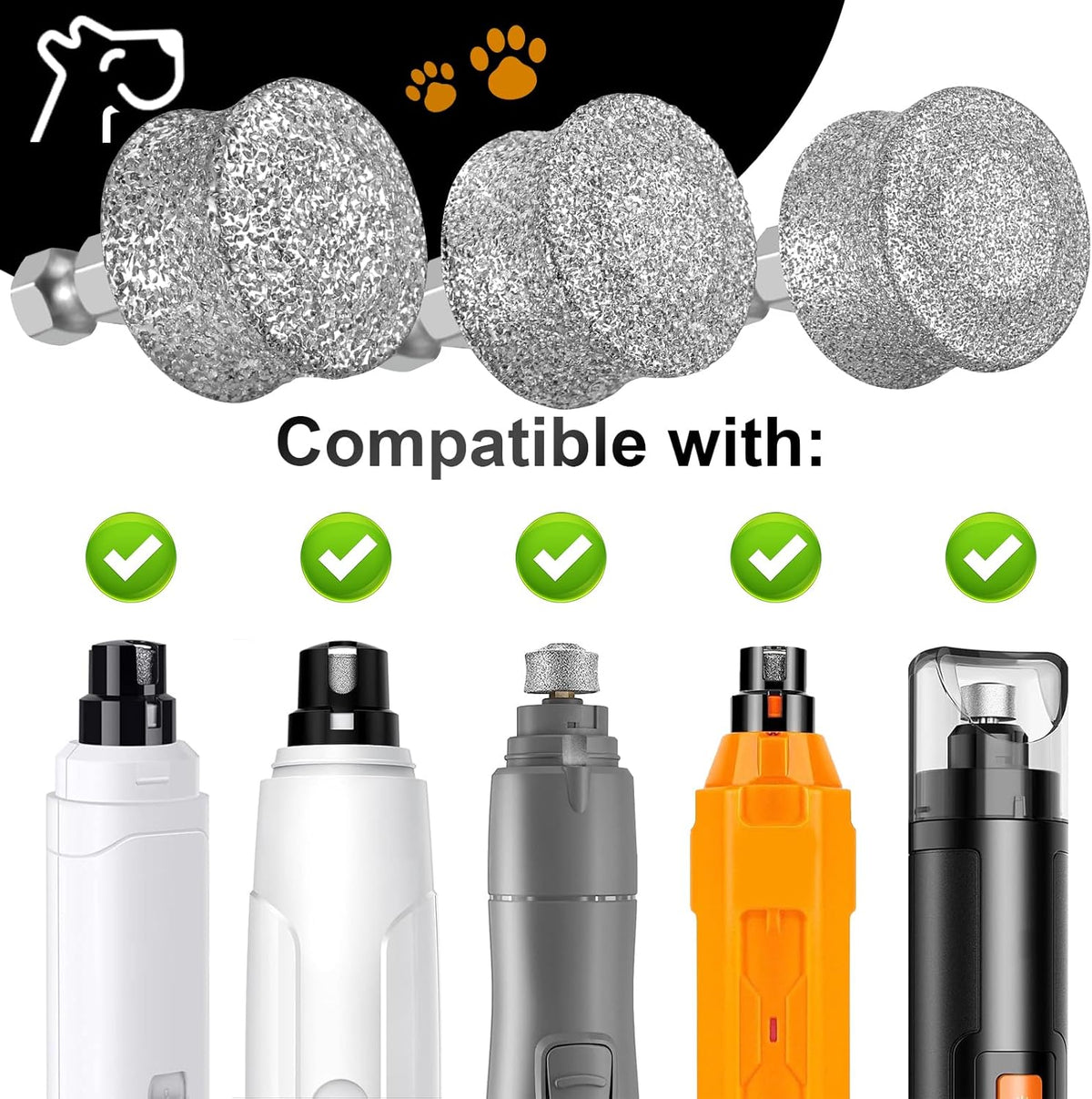 IREDOON Dog Nail Grinder Replacement Head-Integrated Grinding Head for Casfuy and Most Brands, Highly Efficient, Safe and Durable (3pcs) - PuriLite