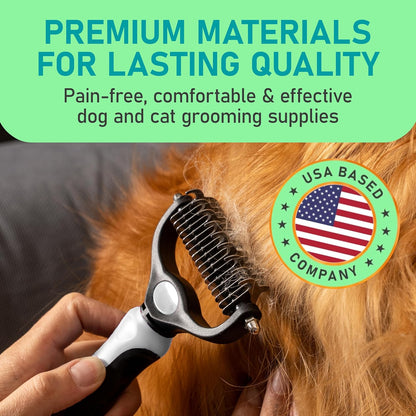 Maxpower Planet Pet Grooming Brush - Double Sided Shedding, Dematting - Undercoat Rake for Dogs - Dog Grooming Brush - Deshedding Brush for Dogs - Dog Brush, Cat Brush, Reduce Shedding by 95%, Black - PuriLite