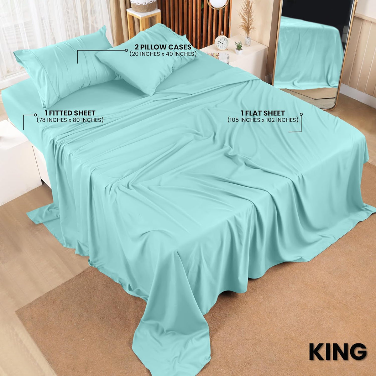 Utopia Bedding Queen Bed Sheet Set - 4 Piece Bedding - Soft Brushed Microfiber Fabric - Shrinkage & Fade Resistant - Easy Care (White) - PuriLite