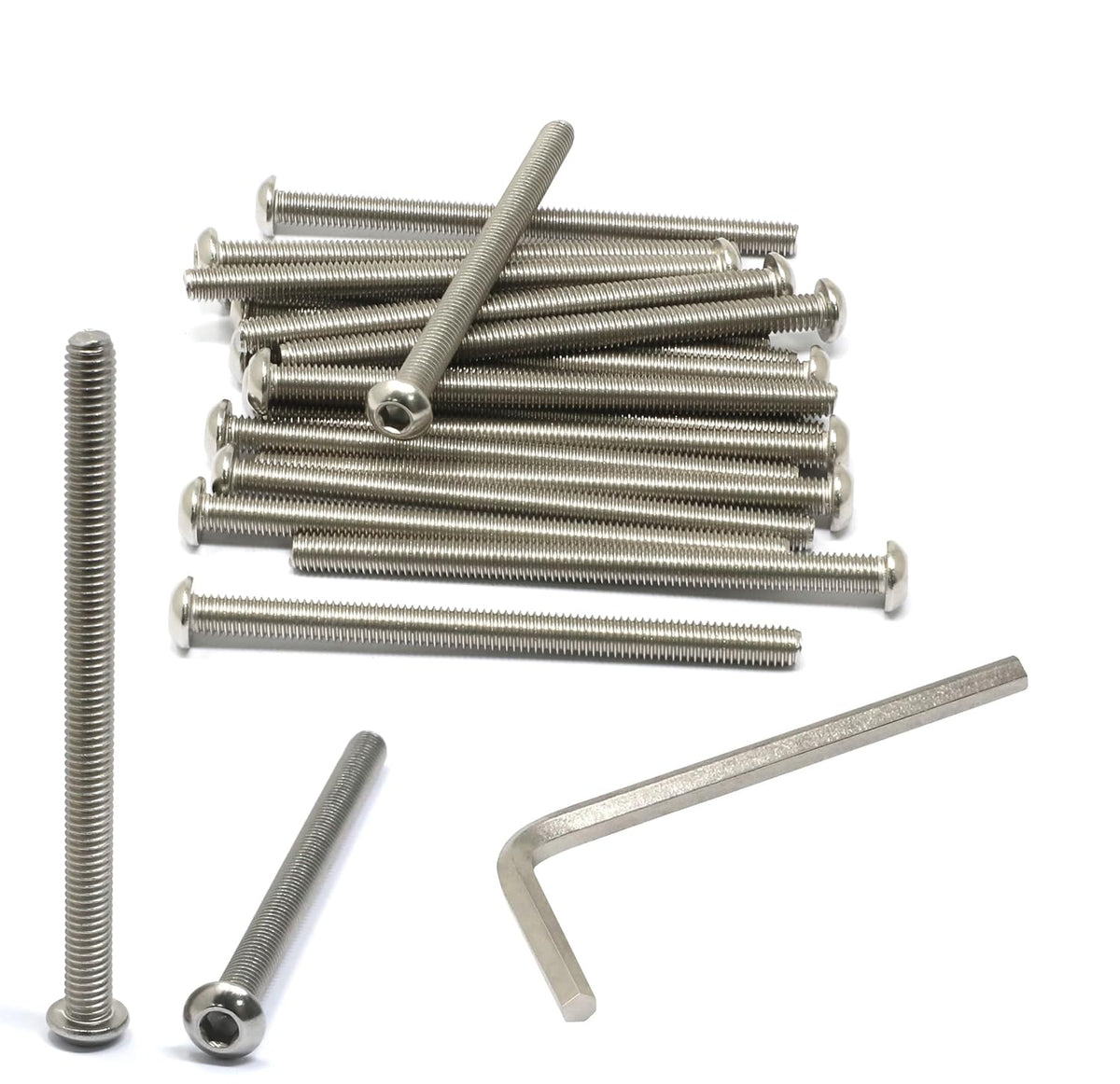 iexcell 50 Pcs M6 x 20mm Thread Pitch 1 mm Stainless Steel 304 Hex Socket Button Head Cap Screws Bolts Kit - PuriLite