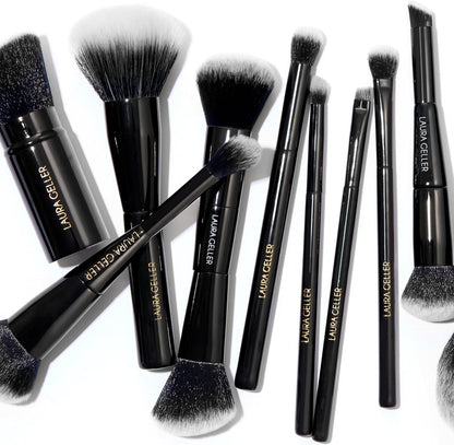 LAURA GELLER NEW YORK Dual-Ended Blush + Bronzer Brush - Blush Bronzer Contour Face Makeup Brush - PuriLite