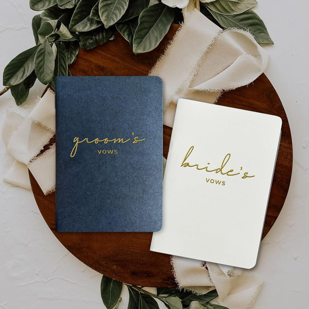 WeddingGiftsWedding Vow Books His and Hers Soft Touch Gold Foil Engraving Vow Books Wedding Essentials Wedding Accessories(TR-HH-Black) - PuriLite