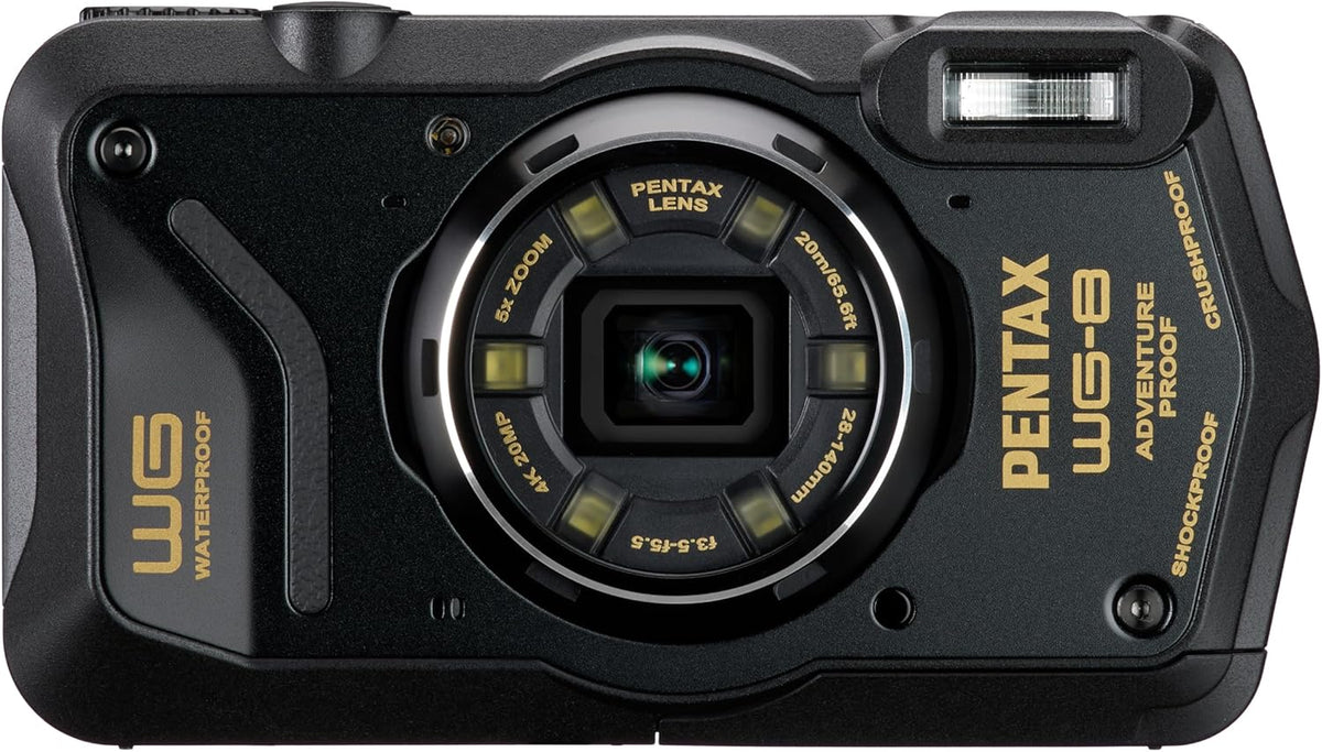 PENTAX WG-8 Black All-Weather Adventure Camera, Featuring Outstanding Waterproof, dustproof, Shock-Resistant Performance, Multi-Application Ring Light for Macro Photography and Webcam Function - PuriLite