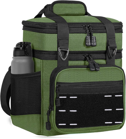 Lunch Box Cooler Bag - Insulated Tactical Lunchbox for Men - XLarge Lunch Pail Lunch Kit for Adults Work Outdoor Shifts Trips Black Camo 25L - PuriLite