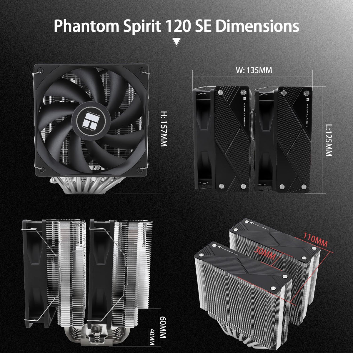 Thermalright Phantom Spirit 120 CPU Cooler,7×6mm Heat Pipes CPU Air Cooler,Dual PWM Fan Computer Cooling,1500RPM Speed,for AMD AM4 AM5/Intel 1700/1851/1150/1151/1200/17XX/2011 - PuriLite