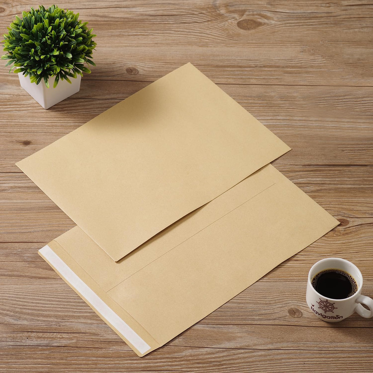 Tanshuqin 9" x 12.75" Self-Seal Catalog Envelopes 32lb Kraft Envelopes for Invitation Cards, Organizing and Storage, Pictures, Photos, Documents (100 PCS) - PuriLite