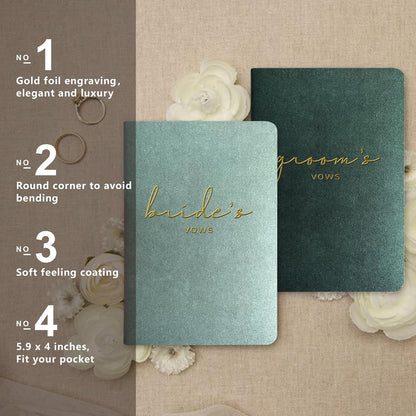 WeddingGiftsWedding Vow Books His and Hers Soft Touch Gold Foil Engraving Vow Books Wedding Essentials Wedding Accessories(TR-HH-Black) - PuriLite
