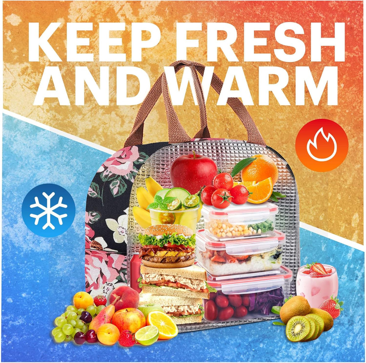 Lunch Bag for Women & Men Adult Insulated Lunch Box, Small Leakproof Cooler Food Lunch Containers Reusable High Capacity Lunch Tote Bags for Work, Travel, Outdoor - PuriLite