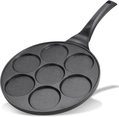 KRETAELY Nonstick Pancake Pan Pancake Griddle with 7-Mold Design Mini Pancake Maker with PFOA Free Coating-Black - PuriLite
