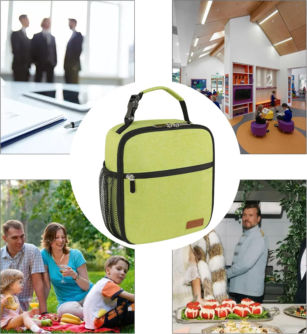 Lunch Box for Men Women Adults Small Lunch Bag for Office Work Picnic - Reusable Portable Lunchbox, Black - PuriLite