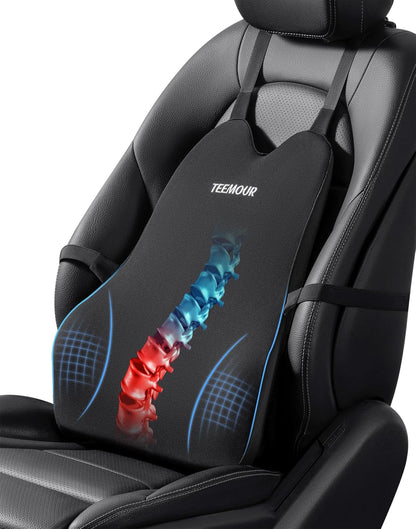 Lumbar Support Pillow for Office Chair Car Sitting Posture Back Support Memory Foam Back Cushion for Driving, Lumbar Comfort for Long Sitting, Truck with Three Adjustable Straps - PuriLite