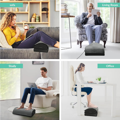 Snailax Foot Rest Under Desk at Work, 2 Heating Levels, 3 Vibrating Massage Modes, Heated Ergonomic Foot Stool with Adjustable Height, Office & Gaming Home Use, Grey - PuriLite